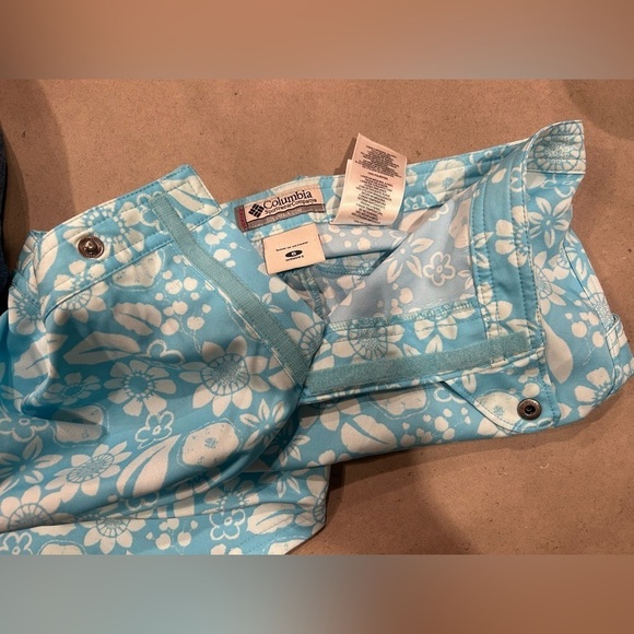 Columbia Golf Skirt Women’s 6 Floral Blue Knee Length Snap Button - Picture 4 of 10